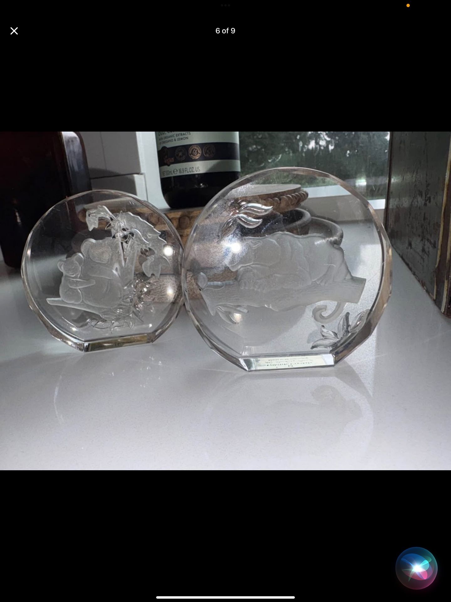Danbury Mint Crystal Glass Collection of Wildlife Crystals ~ Lot of X2 Paperweights