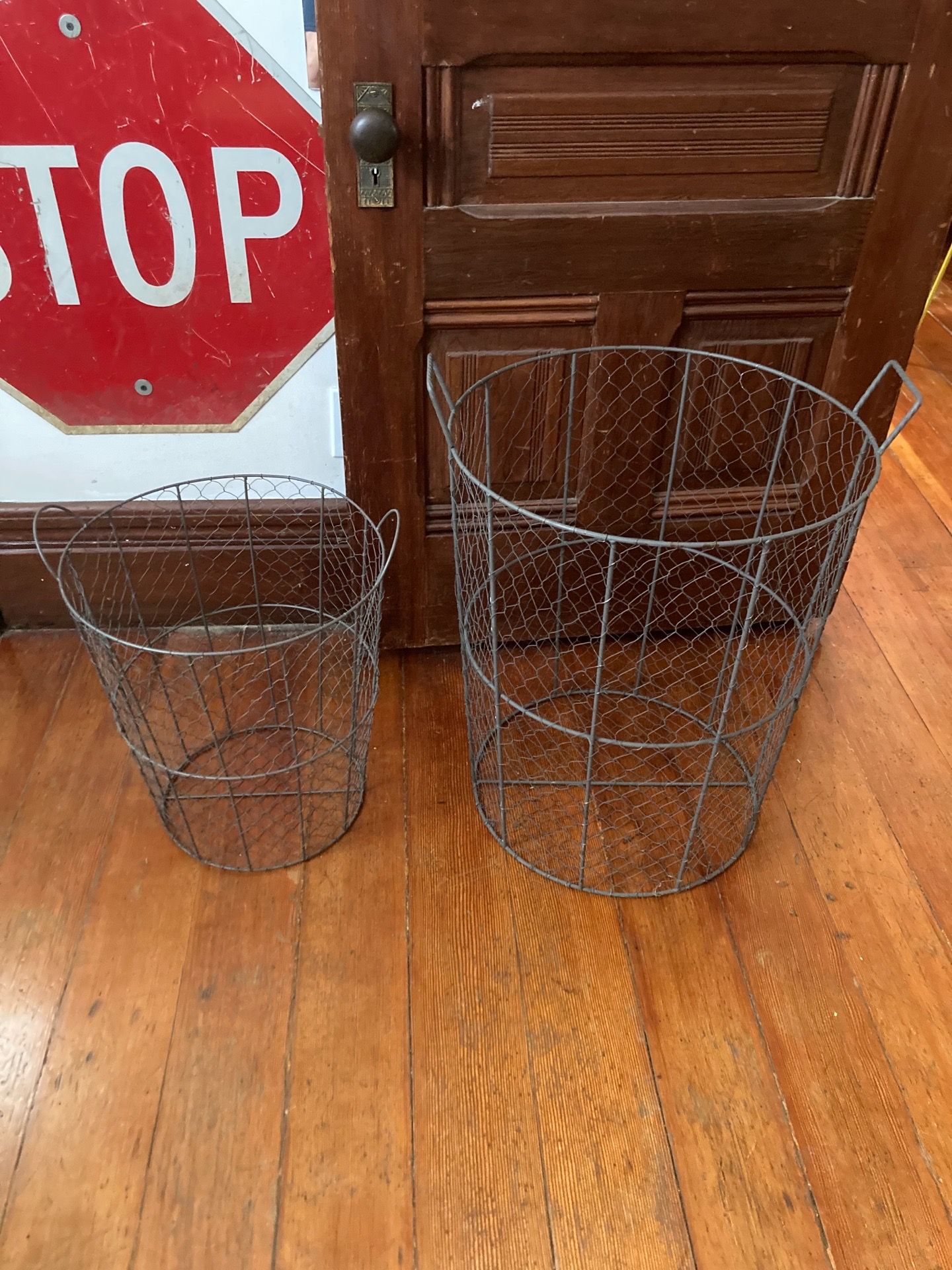 2 Metal Hampers / Laundry Baskets (Modern industrial chain link design)