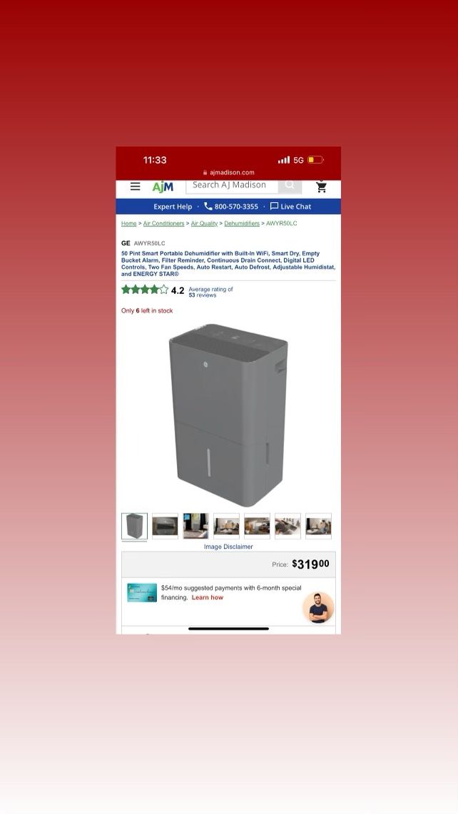 50 Pint Smart Portable Dehumidifier