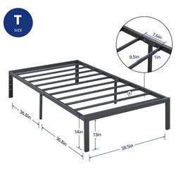 14 Inch Heavy Duty Steel Slat Anti-Slip Support, Easy Assembly Platform Bed Frame, Noise Free Steel Mattress Foundation, Maximum Storage, No Box Sprin