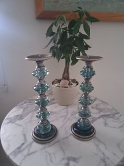 Brass  and Glass candle holders