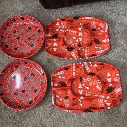 Orange And Black Plastic Graduation Platters/chip bowls