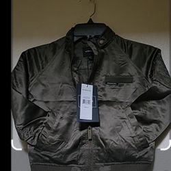 Member's Only Bomber Jacket Kids Military Aviator Green Zip  Size 5/6