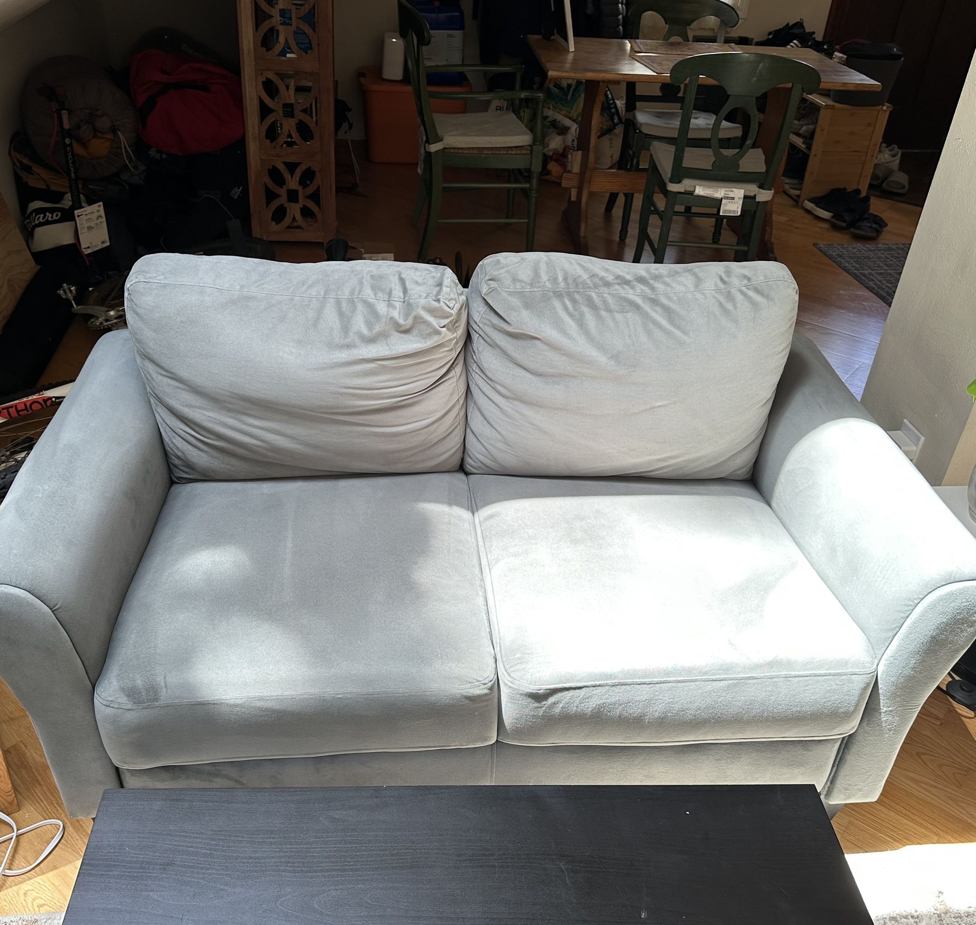 Teal/Grey Love Seat Couch