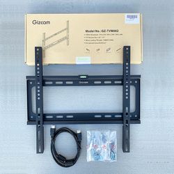 (NEW) $10 Fixed 26”-55” TV Wall Mount Bracket Low Profile, Max 110Lbs (w/ 5ft HDMI Cable) 