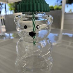 Bear Glass With Lid And Staw $40 Brand New Never Been Used 