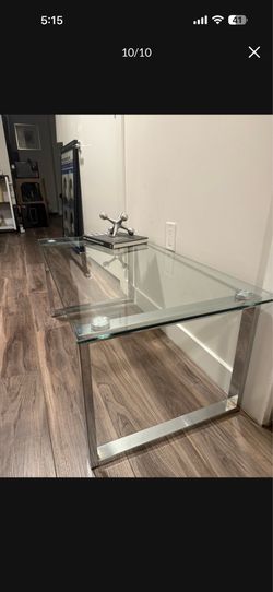 Modern Glass Coffee Table – Chrome Frame – 47” x 24”