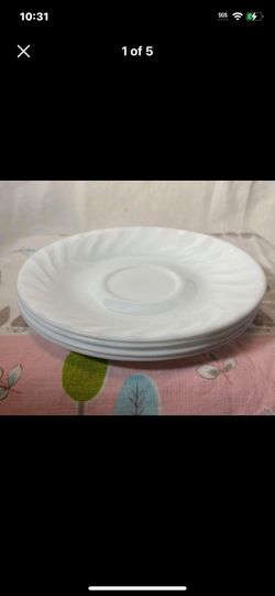 🤍 Lot 4 vintage Corelle by CorninWare  Enhancements White Swirl Saucer plates