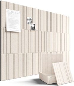 12 Pack Cork Board Alternative: Large 48" x 36" Felt Bulletin Board Wall Panels with 70 Safe Removable Adhesive Tabs - 12 Pack for Home, Office & Clas