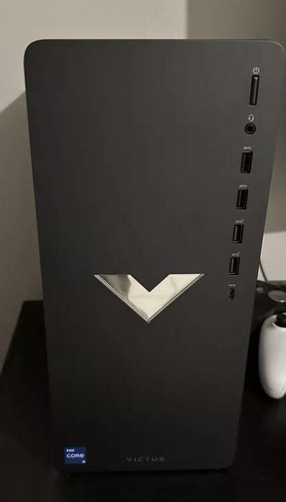 HP Victus 15L Gaming Desktop PC, AMD Ryzen 5 5600G, AMD RX6400, 8GB RAM, 512GB SSD, Mica Silver,