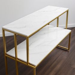 Gold & Marble Console Table – Modern Two-Tier Design