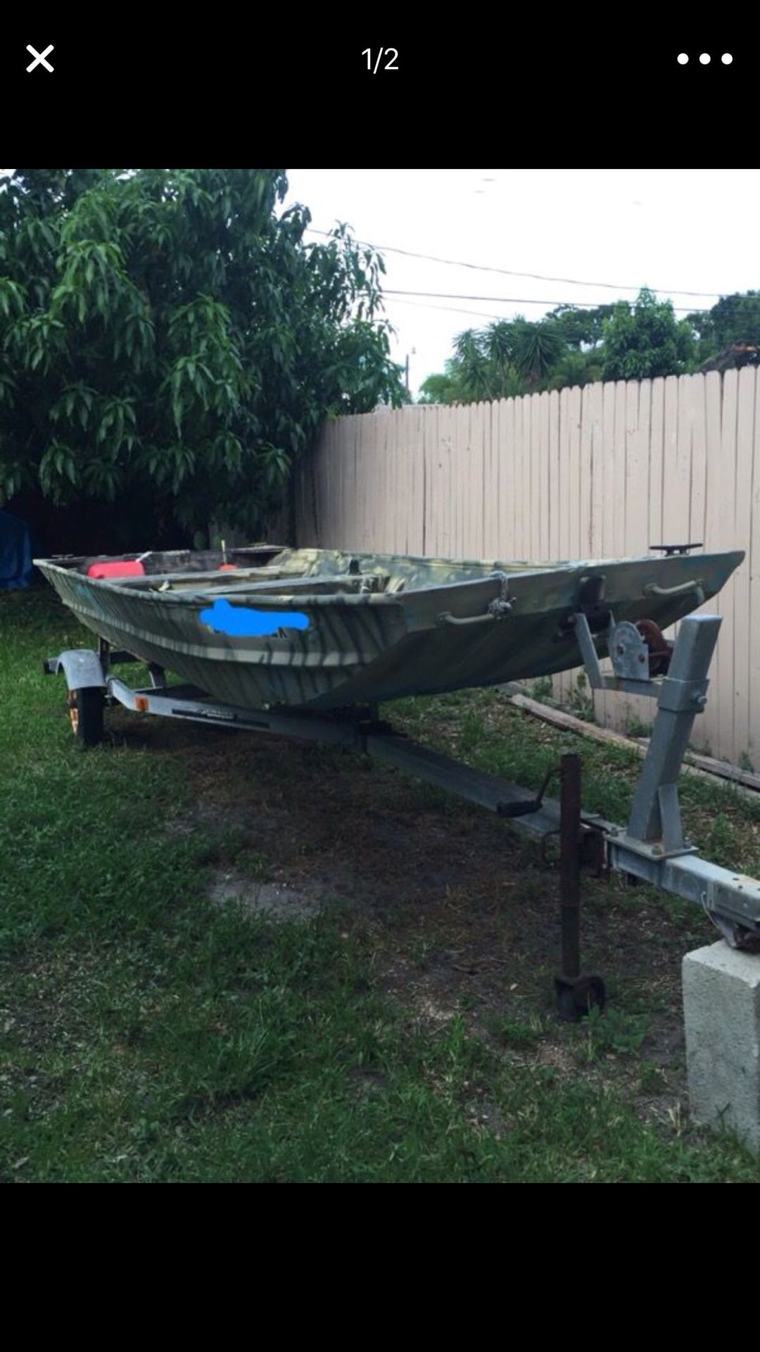 16 ft Jon boat motor and trailer (clean title )