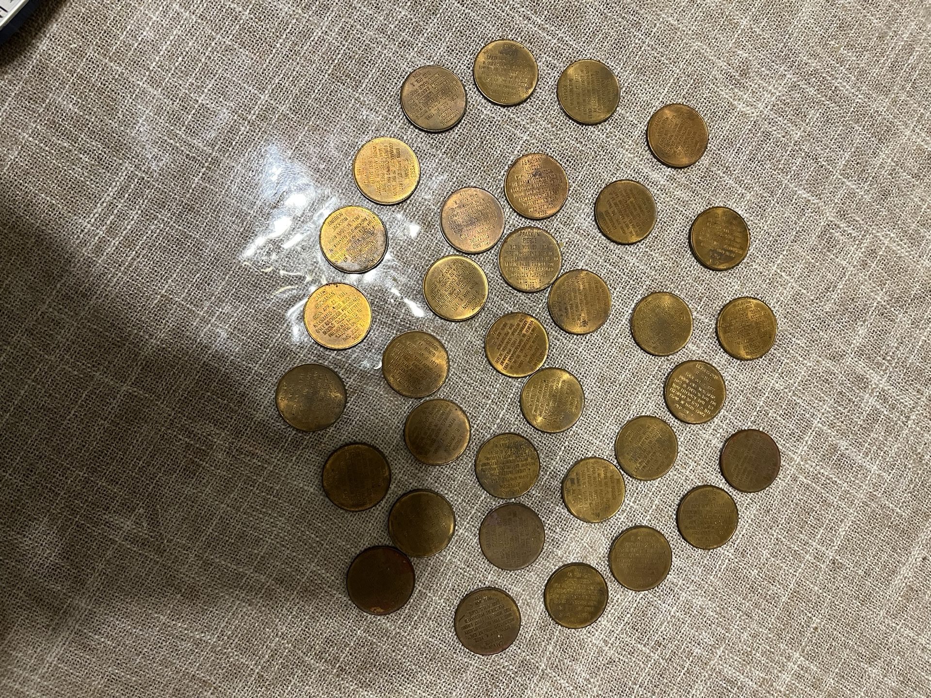 Presidential Bronze Tokens 34 In All From Washington To Nixon