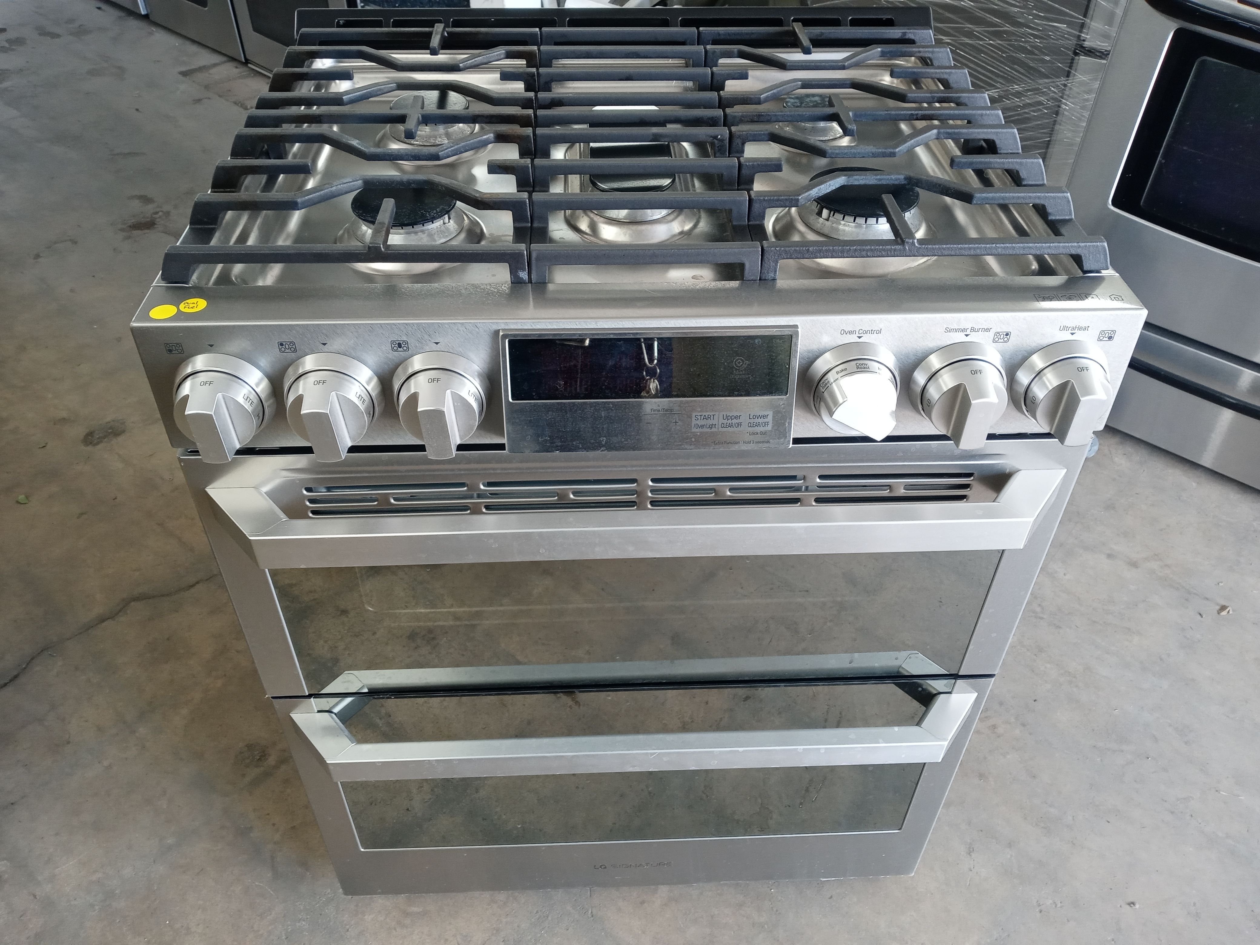 LG Signature stainless steel 5-burner double-oven dual-fuel slide-in range - Free delivery