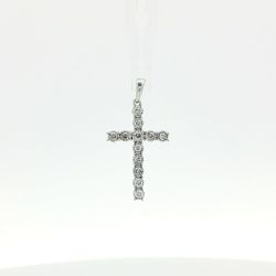 Ladies 1/4ctw Diamond Gold Cross Pendant 10k White Gold 11058573