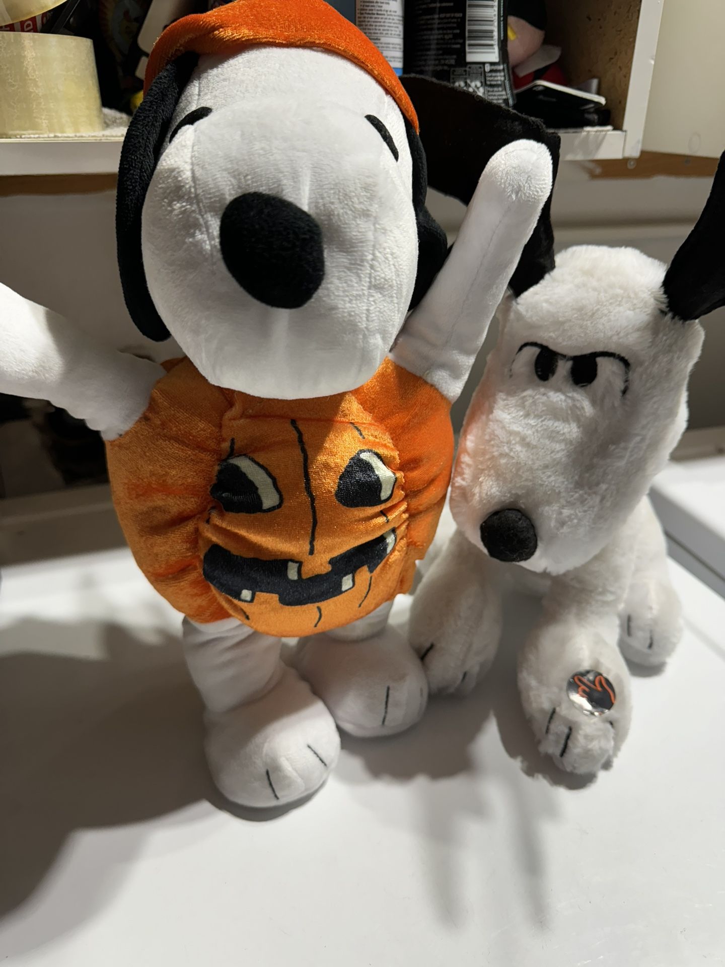 Lot Of 2 Animatronic Peanuts Snoopy Halloween Decor Plush Toy Tested