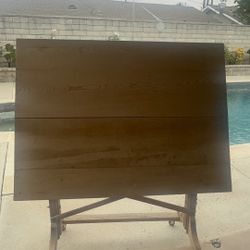 Vintage Wood Drafting Table on Wheels