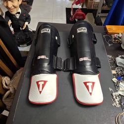 Title MMA Perform World Shin Guards With Gel Enforced Lining & Dual Hook-And-Loop Rear Straps Size L