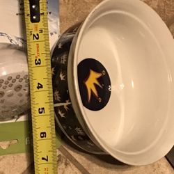 Ceramic Dog Bowl Crown Motif 7” Diameter 2.5” Deep  New
