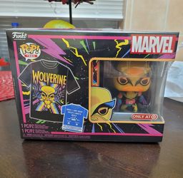 Funko Pop Blacklight WOLVERINE Pop & T Set