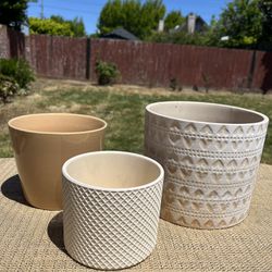 Three Ceramic Flower Pots - See All Photos