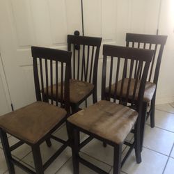 Set of Four Wood Stools