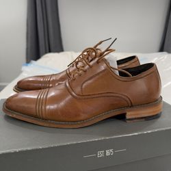 Stacy Adams Dickinson Cap Toe Oxfords Mens Sz 7.5M Brown Leather Dress Shoes