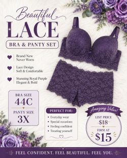 Brand-New Plus-Size Bras, Panties and Matching Lingerie Sets