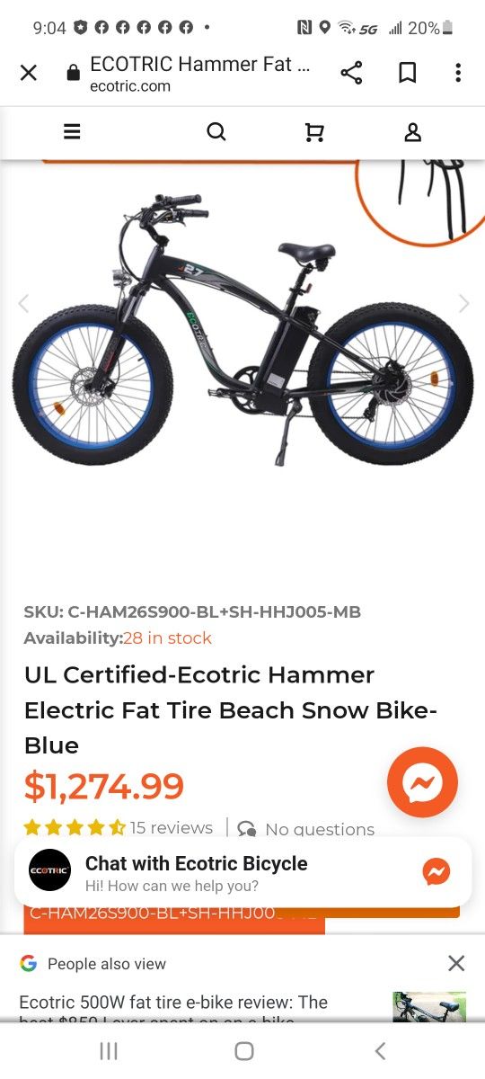 27in ECOTRIC ELECTRIC  BIKE BRAND NEW