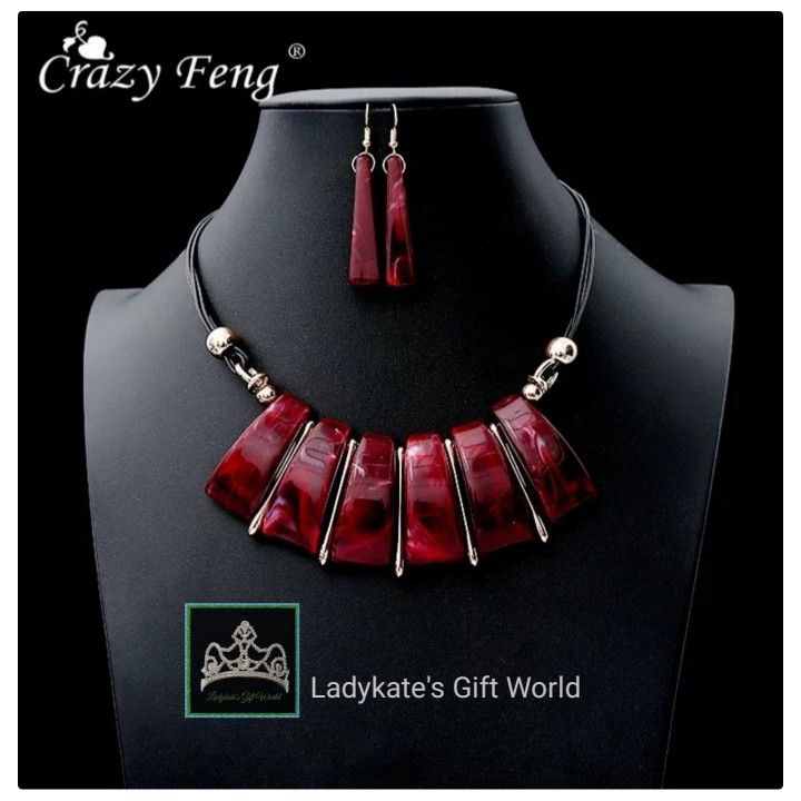 Crazy Feng Vintage Statement Jewelry Sets RED