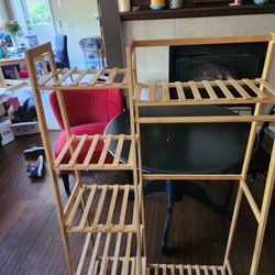 Bamboo Garment Clothes Rack With 5 Shelves.this 