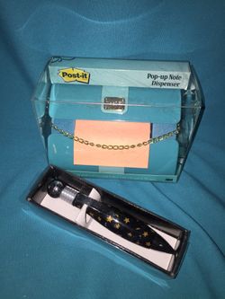 New Purse Handbag Dispenser Fashion Collection Turquoise Blue Gold Chain Desk Set Office Supplies Post its Post-its Sticky Notes 26