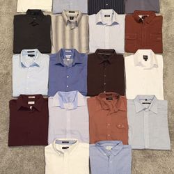 Lot of 34 Men’s Size Extra Large (XL) Long Sleeve Button Down Casual/Dress Shirts