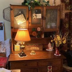 Antique Bakers Unit, Light Oak Wood 