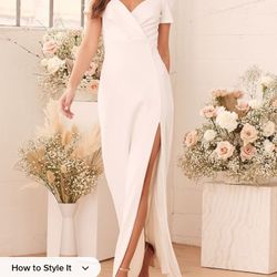 Lulu's White High Slit Dress X Small Tons Lulu's Dresses !