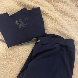 Figs Womens Scrubs - Navy - Top (M) Bottom (LT)