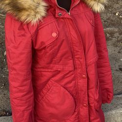 Red Women’s Jacket W/fur Collar