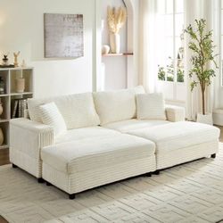 Oversized 85” Upholstered Sofa, Chaise Lounge Chair Indoor