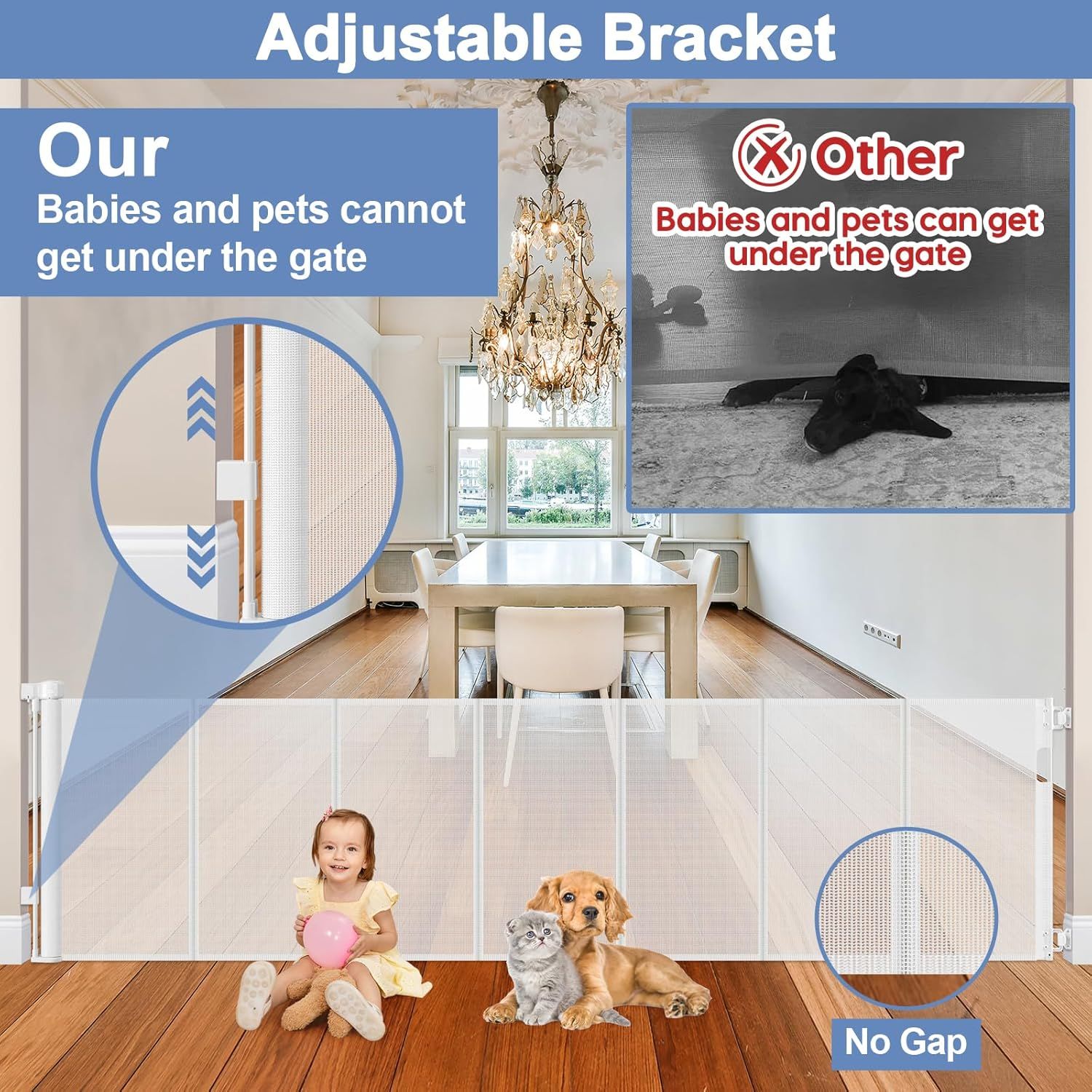 90 Inch Retractable Baby Gate for Doorways Extra Wide Outdoor