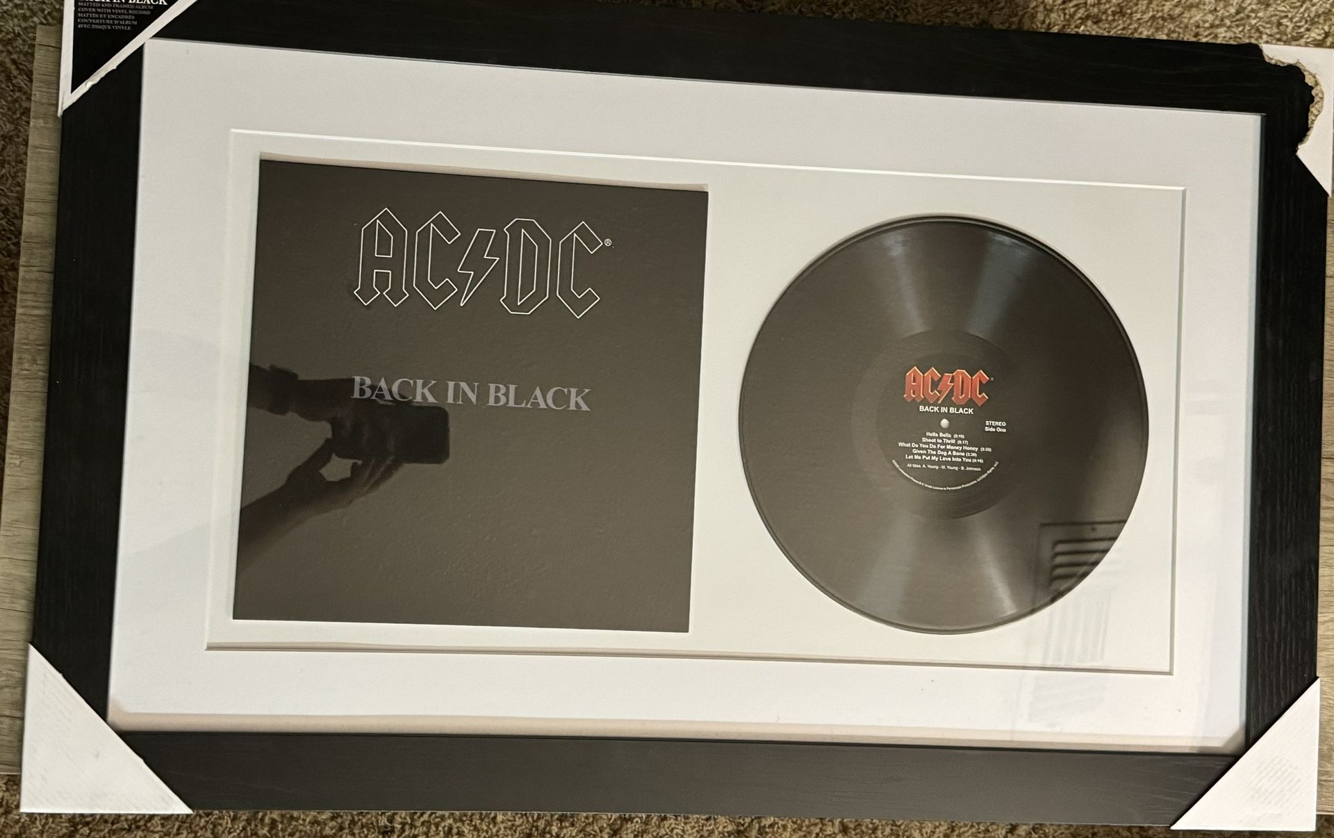 AC DC Back In Black Vinyl Frame