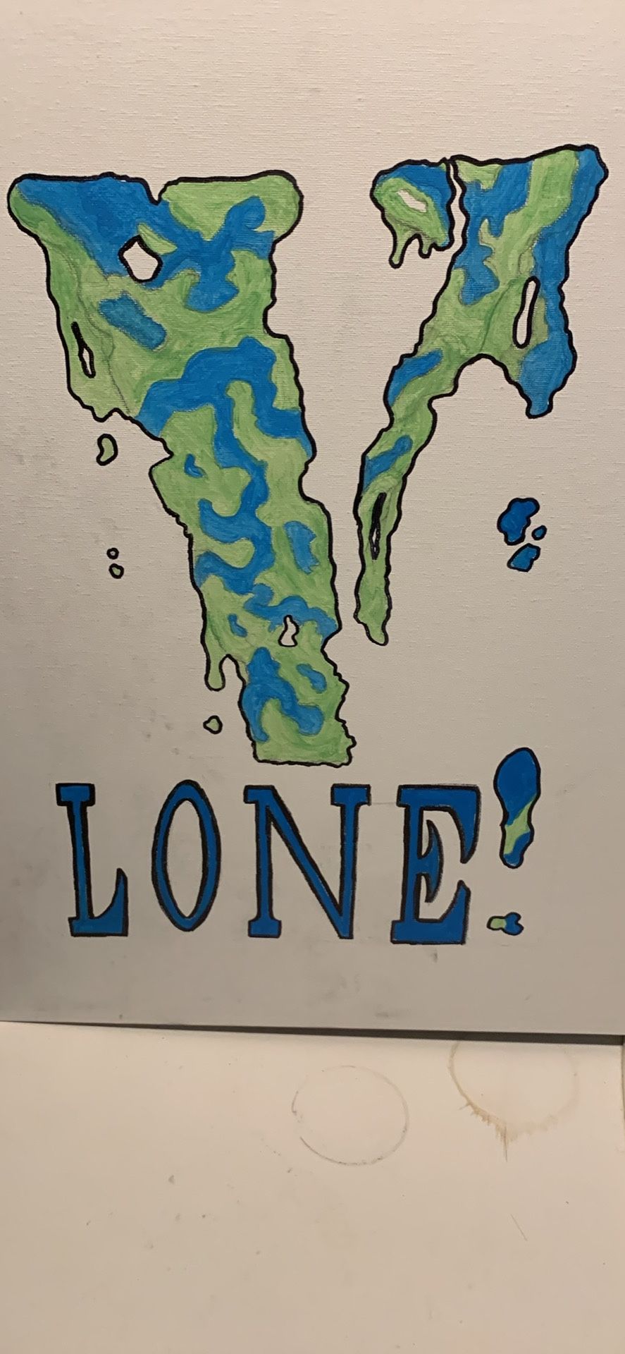 Hand Painted Acrylic Vlone Logo Canvas. 10 By 16 In Canvas