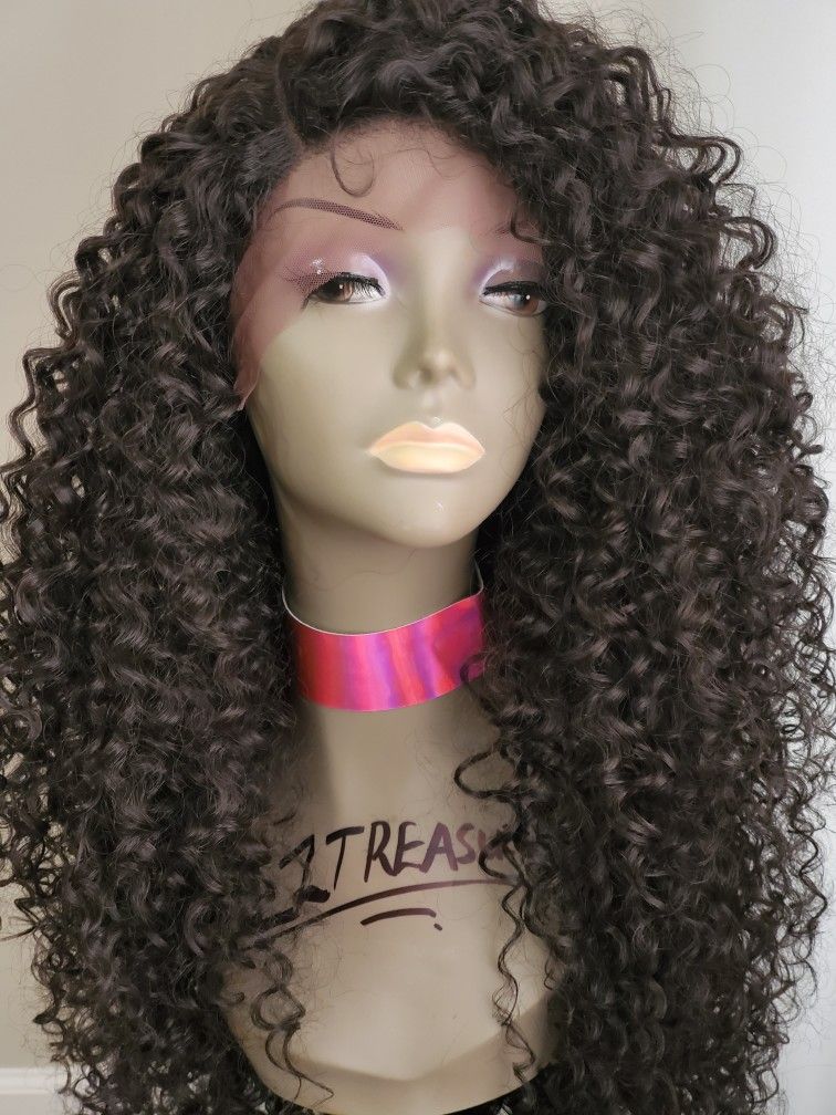 Human hair blend Lace Parting Wig