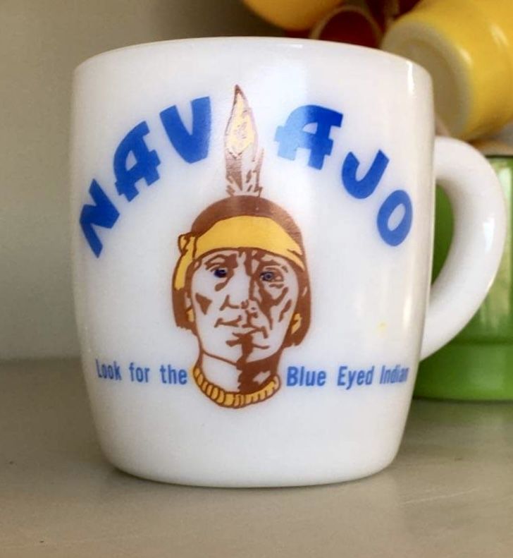 Vintage Navajo Freight Lines Coffee Mug Look For The Blue Eyed Indian Federal White Cup