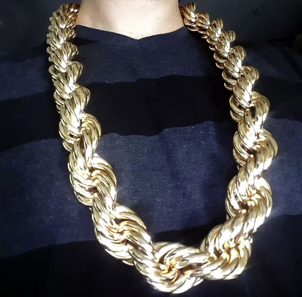 14 KT GOLD GP 30” 30mm MEGA THICK DOOKIE ROPE NECK CHAIN NEW BOX !! for ...