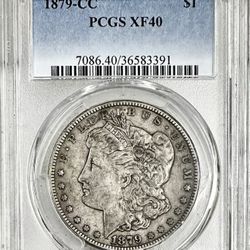 1879 CC MORGAN SILVER DOLLAR PCGS XF40