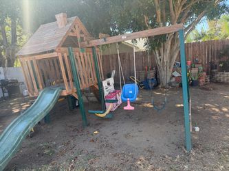 Playground swing and slide