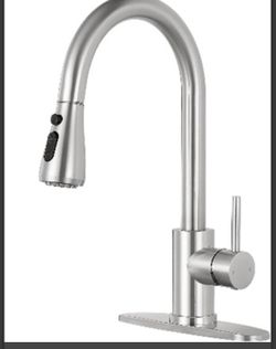 Kitchen Faucet with Pull Down Sprayer, High Arc Brushed Nickel Single Handle Kitchen Sink Faucet, Stainless Steel