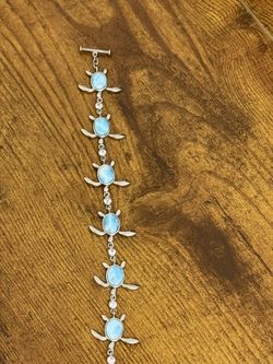 Sterling Silver Alana Larimar Sea Turtle Bracelet  