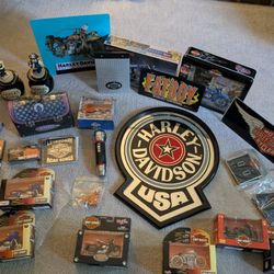 Harley-Davidson Collection Includes Vintage Signs And Mirror Lunch Box Models Puzzles Diecast Toys.