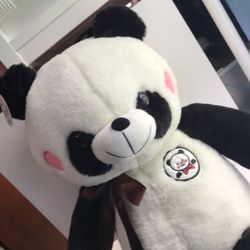 Long leg Panda 36" 3 feet tall   Black and white panda bear with pink rosy cheeks  new with tags   Clean and ready to ship
